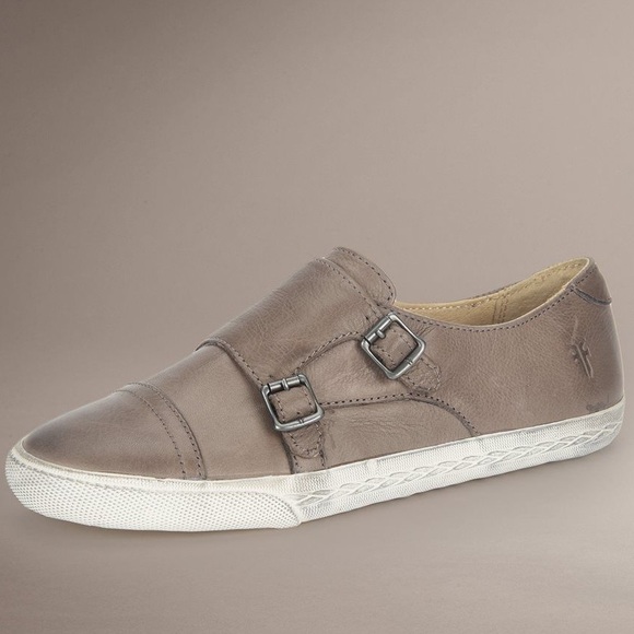 Frye Mindy Monk Leather Sneakers Grey Size 6.5M - Picture 9 of 10